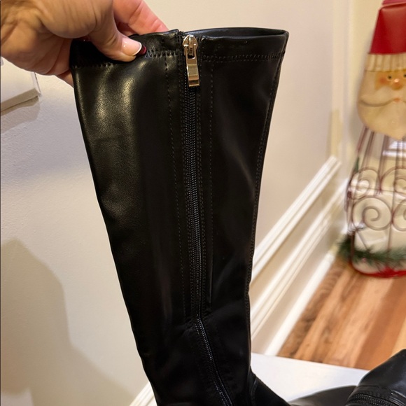 Women's Faux Tall Leather Boots black platform - Picture 5 of 10